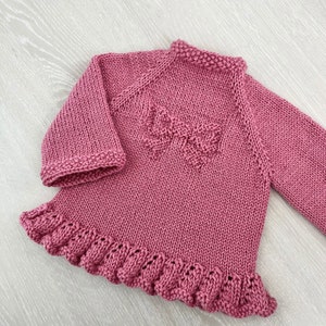 Baby girl knitting top Pattern, Girly top in size 0-3 m, 3-6 m, Easy Baby Knit, Raglan baby knit