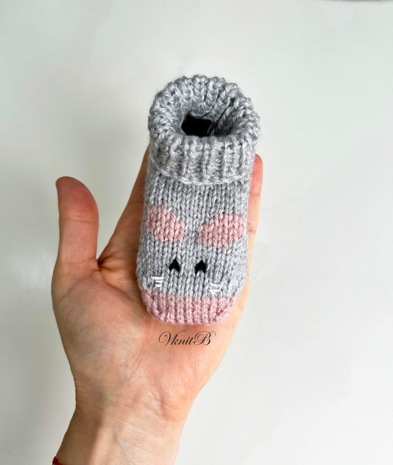 Patron de calcetines de punto para bebes 0 3m calcetines de punto para recien nacidos botines acogedores para bebes calcetines de primera talla calcetines de hilo calcetines de bozal de raton Etsy