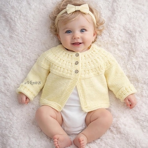 IN THE ROUND sleeves, Baby Cardigan Knitting Pattern Pdf, Top Down Sweater, Instant Download