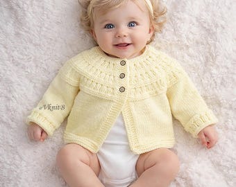 IN THE ROUND sleeves, Baby Cardigan Knitting Pattern, English Pdf, Top Down Sweater, Instant Download