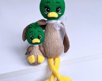 Mallard, Duck, Knitting, PDF Pattern in English, Mama and Baby, Stuffed Toy, Easter, Plush, Animal, Soft, Toy