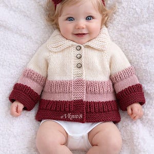 IN THE ROUND sleeves, Baby Cardigan Knitting Pattern, English Pdf, Top Down Sweater, Instant Download