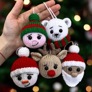 Knitting Christmas bauble ornaments PDF pattern in English, Knitting festive decor on 2 needles, Xmas Tree Decoration