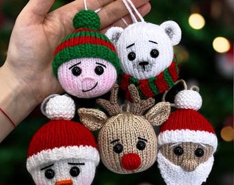Knitting Christmas bauble ornaments PDF pattern in English, Knitting festive decor on 2 needles, Xmas Tree Decoration