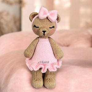 Patrón de tejido de oso en PDF en inglés: juguete suave y tierno, recuerdo suave y seguro para bebés.