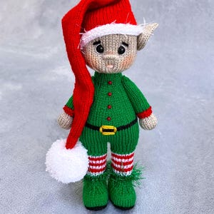 Knitting Christmas Elf, English PDF Pattern, Festive Stuffed Toy On 2 Needles, Soft doll, Festive knit