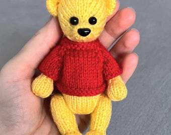 Knitting Pattern PDF: Mini Teddy Bear, Stuffed Toy, English Instructions
