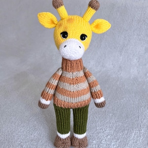 Giraffe knitting toy, English PDF Pattern, Stuffed Animal on 2 needles