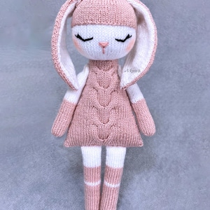 Patrón de tejido para muñeco de trapo conejito, PDF solo en inglés, juguete suave seguro para bebés, regalo para recién nacidos.
