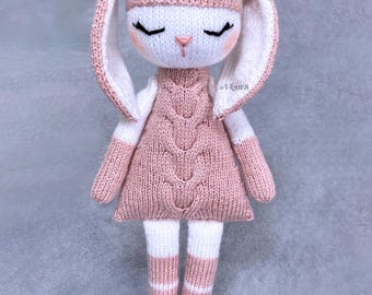 Rag Bunny Knitting Pattern, Soft Toy, Baby Safe Doll, Newborn Gift (PDF)