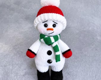 Knitting Snowman Pattern, Two Needle Christmas Toy, Festive Decor (PDF Download)