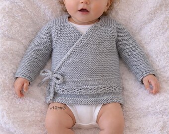 IN THE ROUND sleeves, Baby Kimono Cardigan, Knitting Pattern Pdf in English, Top Down Sweater