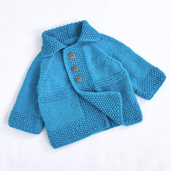 Baby Knitting Cardigan Pattern 0 - 24 m , Easy Baby Knit, Quick Knitting Project, Unisex Baby Cardigan