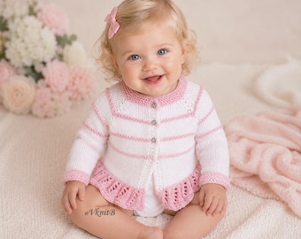IN THE ROUND sleeves, Baby Cardigan Knitting Pattern, English Pdf, Top Down Sweater, Instant Download
