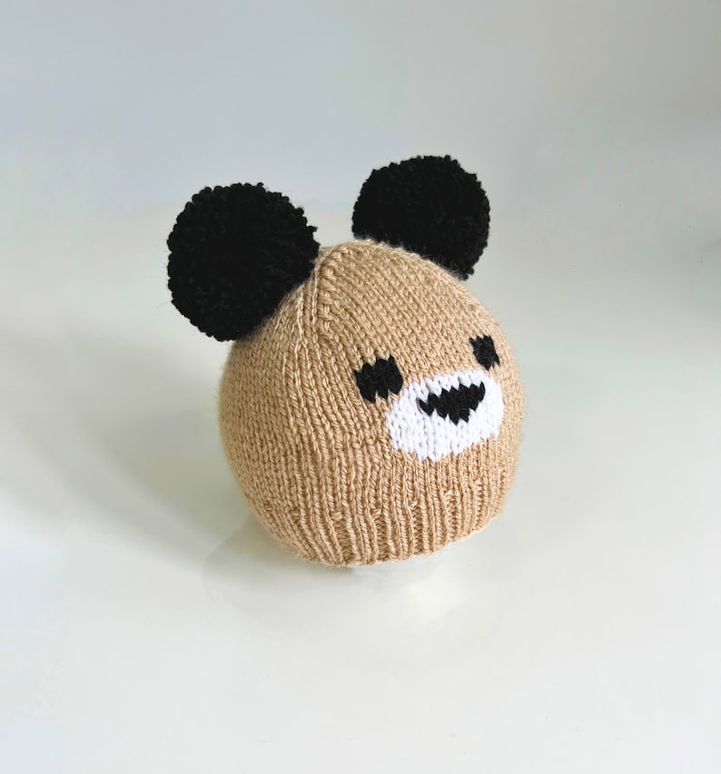 Knitting Cuddly Bear Hat Pattern 03m, Newborn Baby Winter Hat, Small