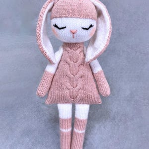 Patrón de tejido para muñeco de trapo conejito, PDF solo en inglés, juguete suave seguro para bebés, regalo para recién nacidos.