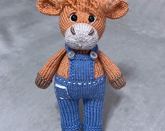A highland cow knitting pattern ON 2 NEEDLES, Knitting stuffed toy, Knitting soft toy