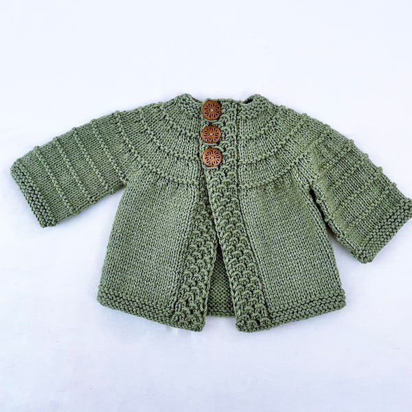 Baby Knitted Girly Cardigan 0-3 m Pattern, Textured Cardigan, Seamless Baby Knitted Cardigan