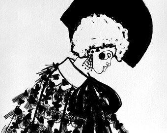 Bonnie - Artist Quality Giclee Print, Ritratto di donna, Illustrazione