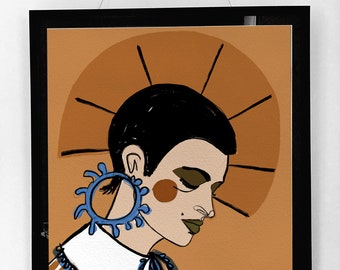 Grace - Artist Quality Giclee Print, Ritratto di donna, Illustrazione
