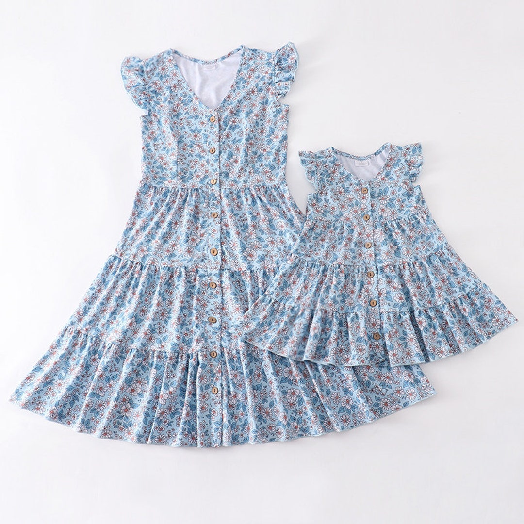 Blue Harmony Floral Matching Dresses, Mommy and Me Matching Outfits ...