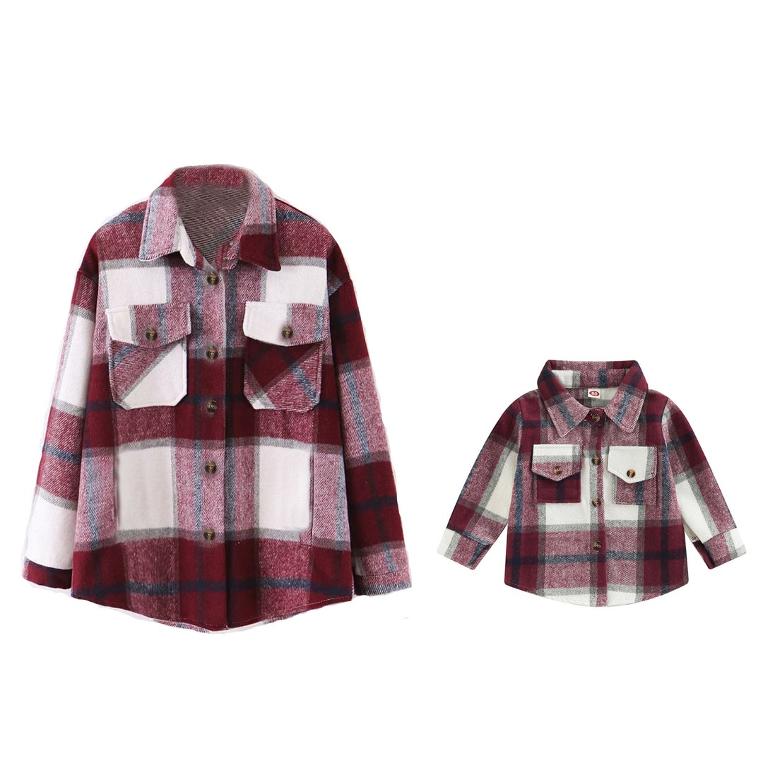 BURGUNDY Mommy and Me Matching Plaid Shirts, Flannel Shirt, Mommy and ...