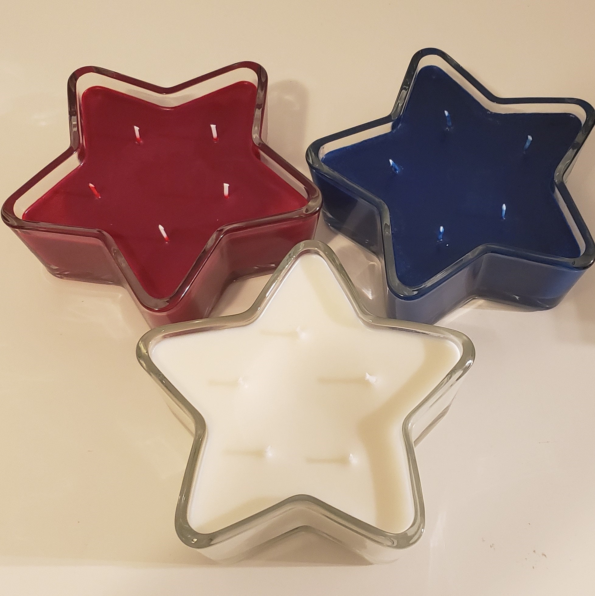 Star Candle Bundle Red White and Blue 3 candles for one Etsy