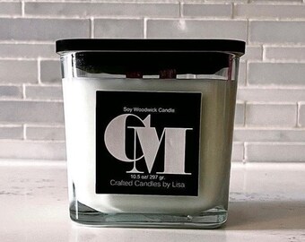 Cashmere Musk 10.5 oz. soy  double wood wick candle with lid natural soy color