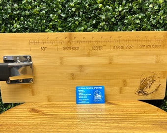 Fishing fillet board with clamp and ruler. Fathers Day gift