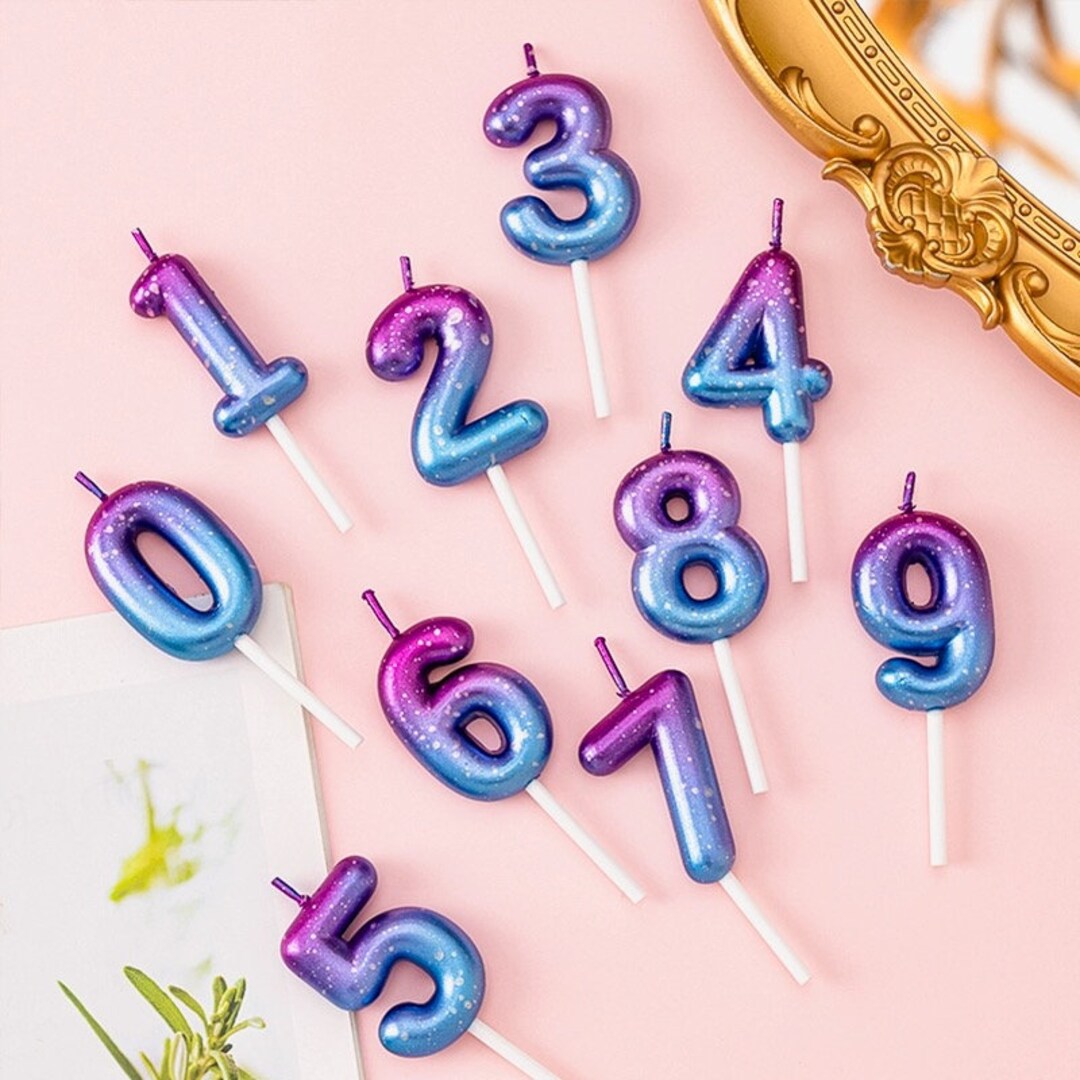 Colorful Rainbow Number Birthday Candle, Number Candles for Birthday ...