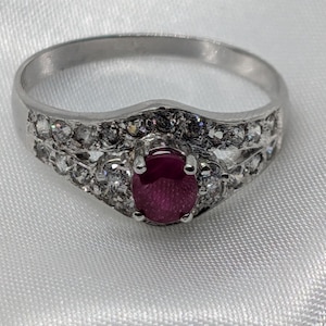 Natural Ruby Sterling Silver Ring: July Birthstone, Size 7