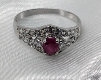 Natural Ruby Sterling Silver Ring: July Birthstone, Size 7