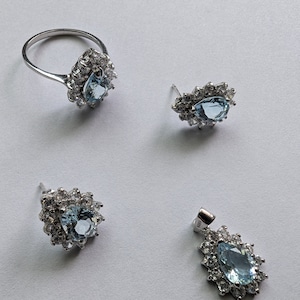 Luxurious Natural Blue Topaz Jewelry Set – Sterling Silver Elegance