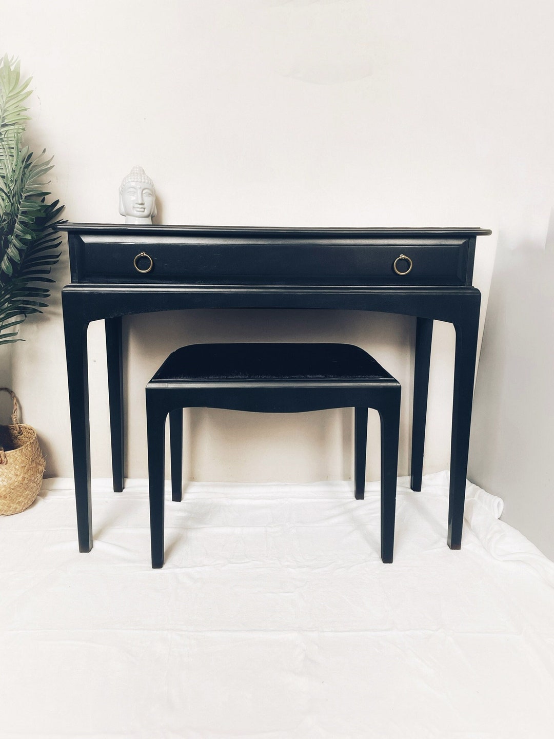 Stag Mini Compact Narrow Black Dressing Table Set With Stool Any Colour
