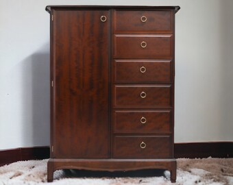 Stag minstrel gentlemen’s combination 6 drawer wardrobe dresser mahogany mcm