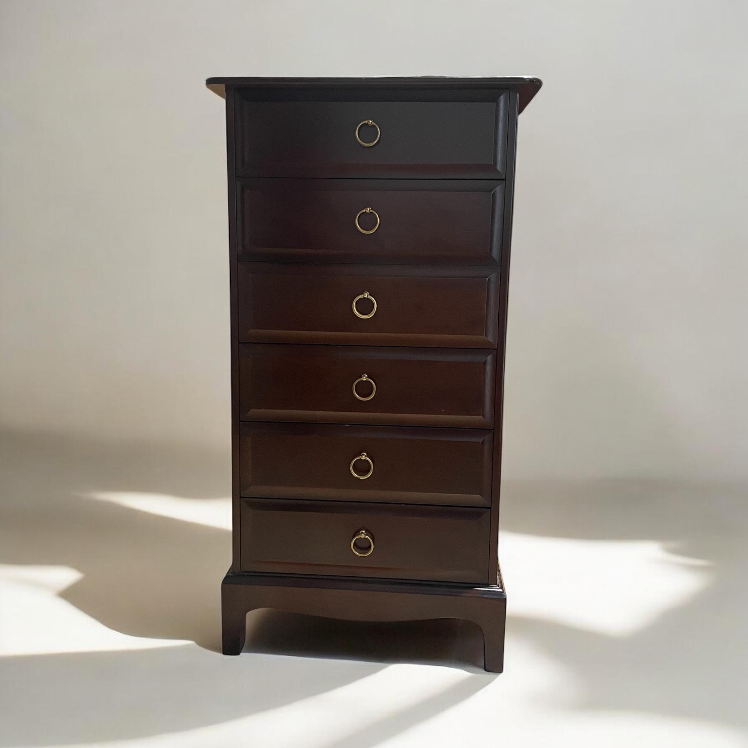 Stag minstrel six drawer narrow tallboy chest