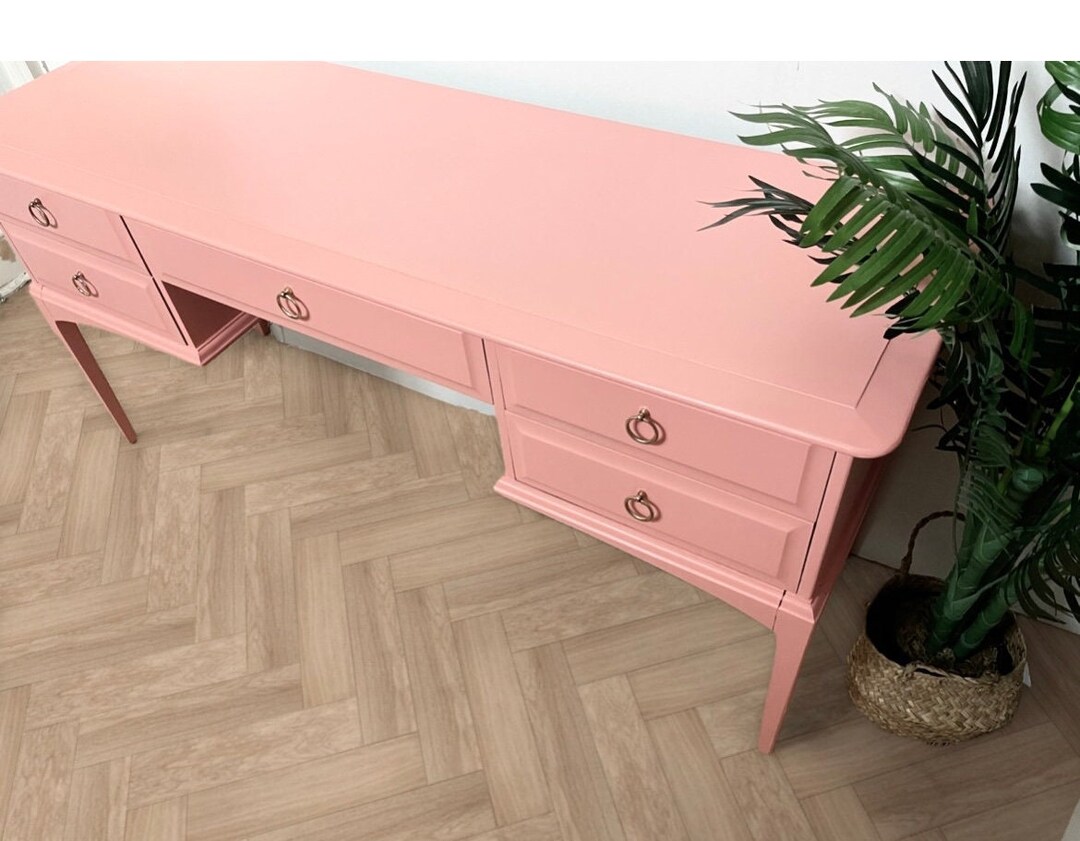 Stag Dressing Table, Stag Vanity, Painted Dressing Table, Pink Desk
