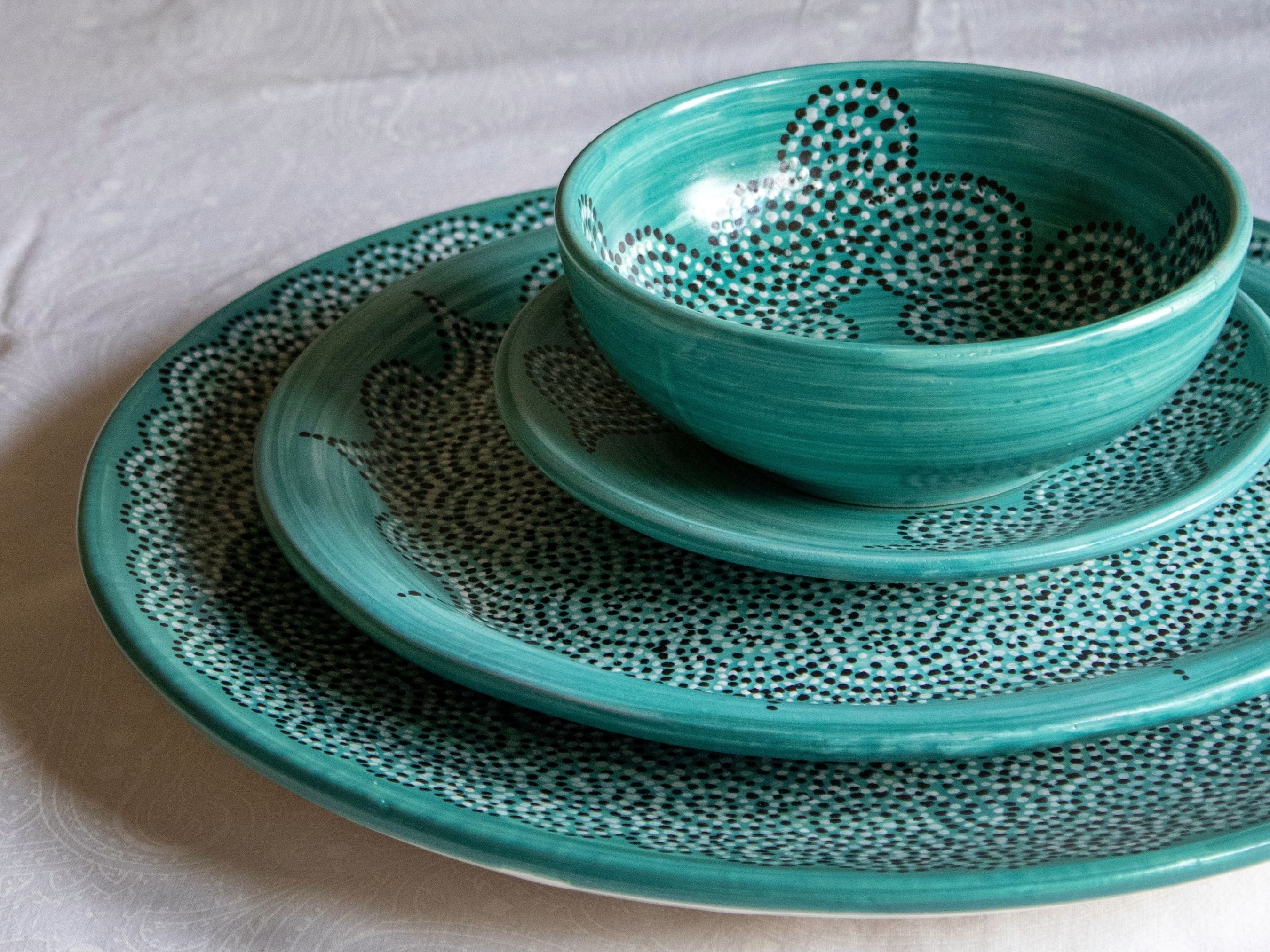 Ceramic Dinnerware Set 4 pieces Ceramic Plate Set Pottery Etsy