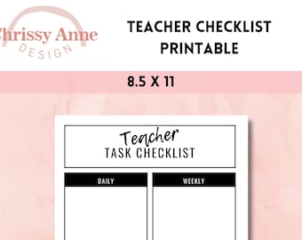 Teacher Checklist | Teacher Agenda | Teacher Planner | Teacher Printable