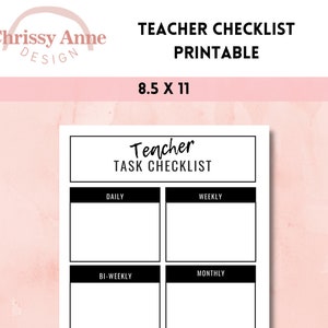 Teacher Checklist | Teacher Agenda | Teacher Planner | Teacher Printable