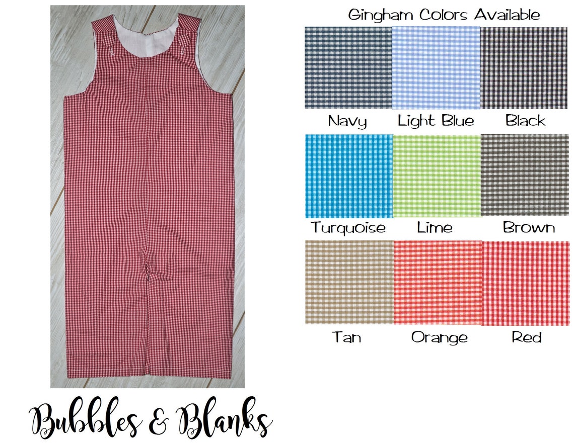 Blank Gingham Longall Long Jon Jon Baby Boy Romper Toddler Etsy