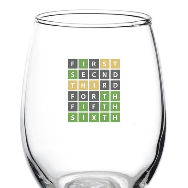 Personalized Stemless Wine Glass - Made in USA – Wordle Puzzle, Word Game, Custom Create Your Own Wordle