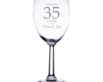 Personalized Anniversary Stemmed Wine Glass Set of 2 - Made in USA - Fast & Free Shipping from WA, USA