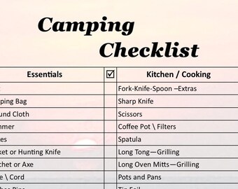 Camping Checklist - tent, camping, sleeping bags, adventure, hiking, checklist, list