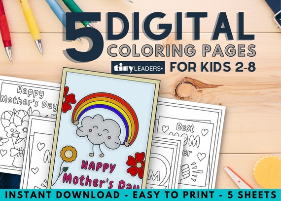 Mother's Day Coloring Pages for Kids 5 Sheets