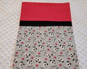 Dog Pillowcases Doggies with  &quot;I Woof You&quot; on Cotton Pillowcases. Fits both Standard or Queen size Pillows. Price is for one Pillowcase.