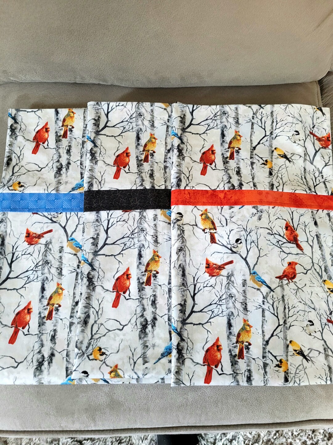 Birds of Winter Pillowcase on Full Design Floral Cotton Etsy