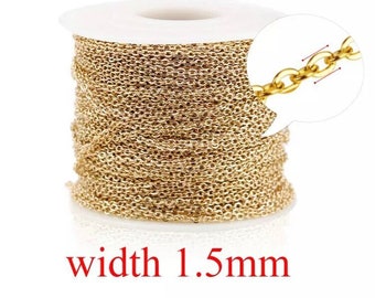 18k Gold Filled Flat Cable Chain/Gold Filled Chain by the Foot|Bulk Chain for Permanent Jewelry Making/Necklaces/Bracelets/DIY/Wholesale