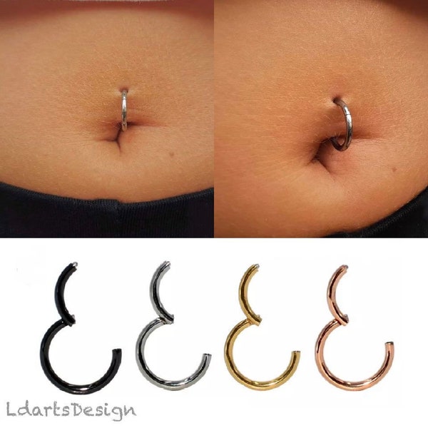 Hinged Loop|Navel Clicker ring in titanium G23|Belly ring|Belly piercing|Body jewelry|Navel piercing|16G 8mm-Cartilage|Tragus|segment ring