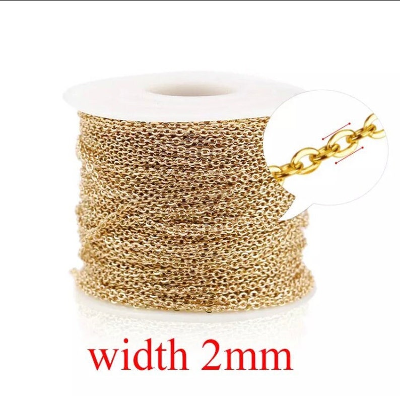 18K Gold Filled Flat Cable Chain/Gold Filled Chainbulk chains/Chains for Permanent Jewelry Making/Necklaces/Bracelets/DIY/2mm image 1